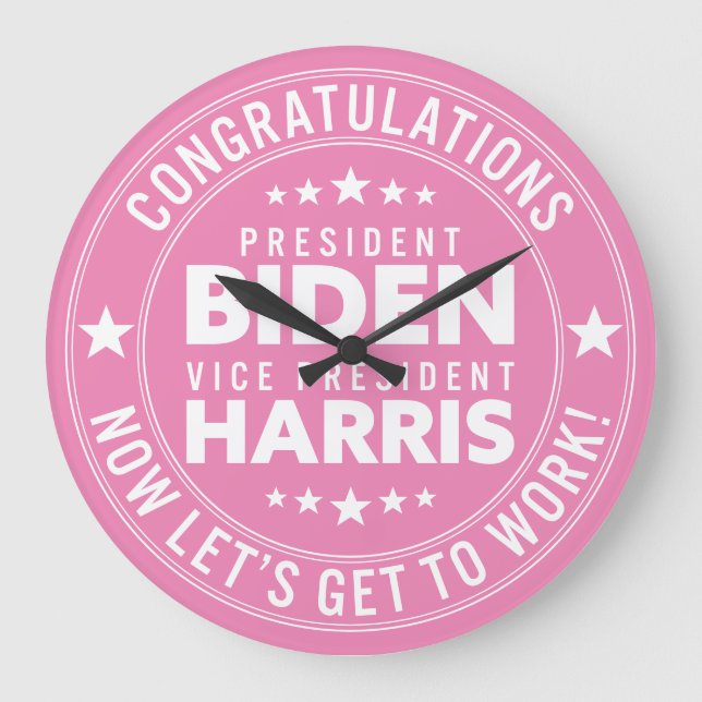 Glückwunsch Präsident Biden, VP Harris! Benutzerde Große Wanduhr (Vorderseite)