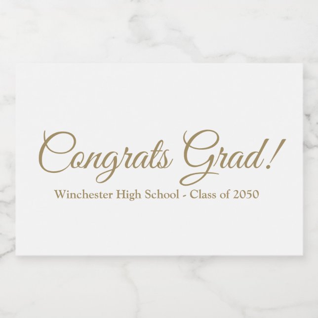 Glückwunsch schreiben Gold-Text-Textklasse Jahr Lebensmitteletikett (Einzelnes Label)