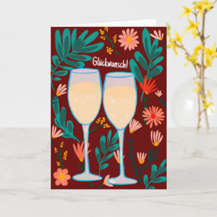 Glückwunsch Sekt Champagner Blumen Prost Hochzeit Karte