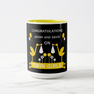 Glückwunsch Stalk Delivery Twins Zweifarbige Tasse