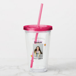 Glückwunsch Super Grad Pink mit Sternen - bestellb Acryltrinkbecher