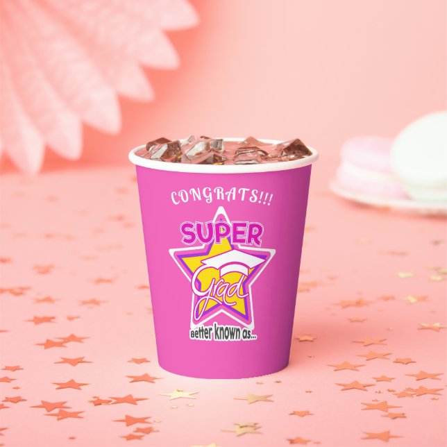 Glückwunsch Super Grad rosa bearbeitbarer Foto Far Pappbecher (Insitu)