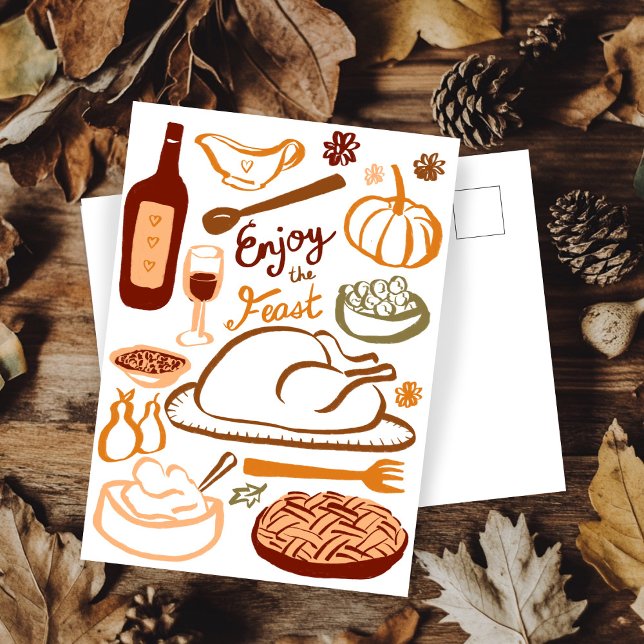 Glückwunsch Thanksgiving Großes Fest Urlaub Postkarte (Happy Thanksgiving Bountiful Feast Holiday Postcard
)