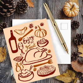 Glückwunsch Thanksgiving Großes Fest Urlaub Postkarte