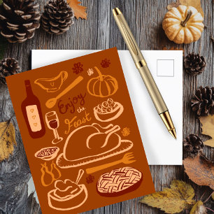 Glückwunsch Thanksgiving Großes Fest Urlaub Postkarte