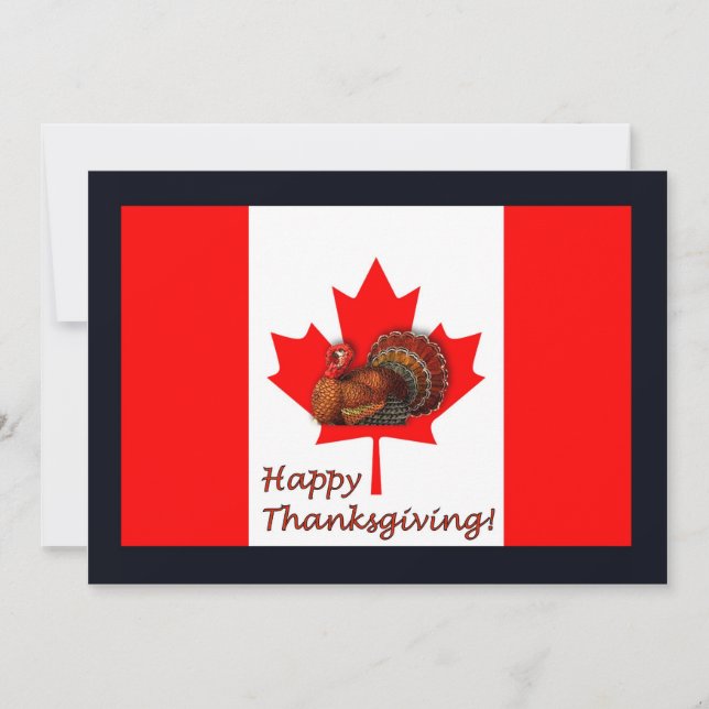 Glückwunsch Thanksgiving Kanada mit Flagge und Put Einladung (Vorderseite)