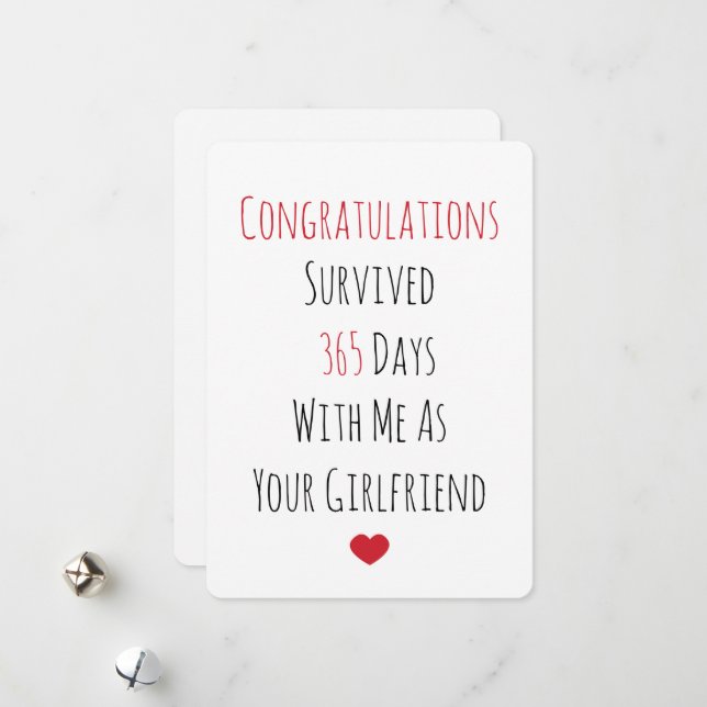 Glückwunsch überlebt 365 Tage Feiertagskarte (Vorderseite/Rückseite Beispiel)