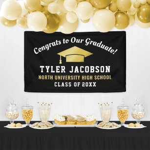 Glückwunsch unserer Graduate Black and Gold Custom Banner
