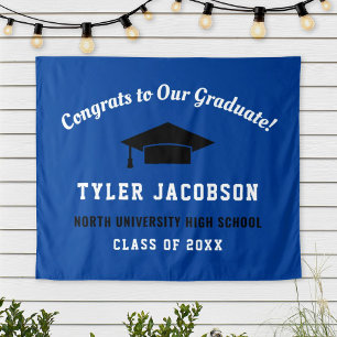 Glückwunsch unserer Royal Blue Black Graduate Wandteppich