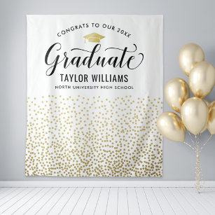 Glückwunsch unseres Graduate Gold Confetti-Party Wandteppich