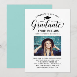 Glückwunsch zu unserem Schwarzen Script-Foto Einladung