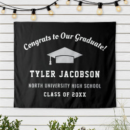 Glückwunsch zu unseren Absolventen Schwarz und Sil Wandteppich