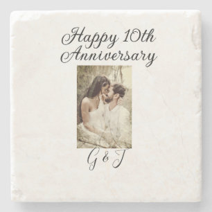 Glückwunsch zum 10. Hochzeitstag Foto Paar Name Bu Steinuntersetzer