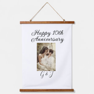 Glückwunsch zum 10. Hochzeitstag Foto Paar Name Bu Wandteppich Mit Holzrahmen