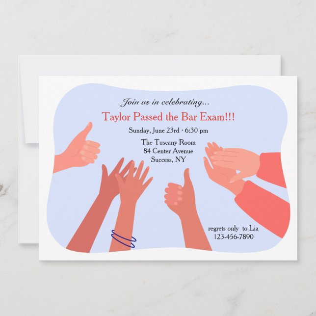 Glückwunsch zum Abschluss der Bar-Prüfung Einladung (Vorderseite)