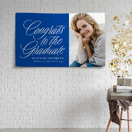 Glückwunsch zum Abschluss des blauen Fotos Banner