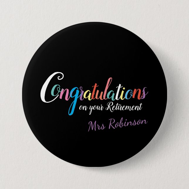 Glückwunsch zum Ausscheiden von Lehrern Button (Vorderseite)