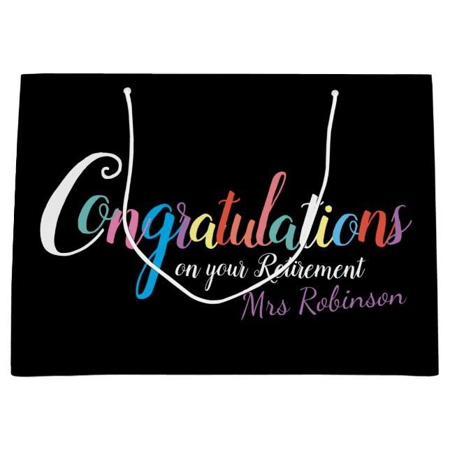 Glückwunsch zum Ausscheiden von Lehrern Große Geschenktüte (Vorderseite)