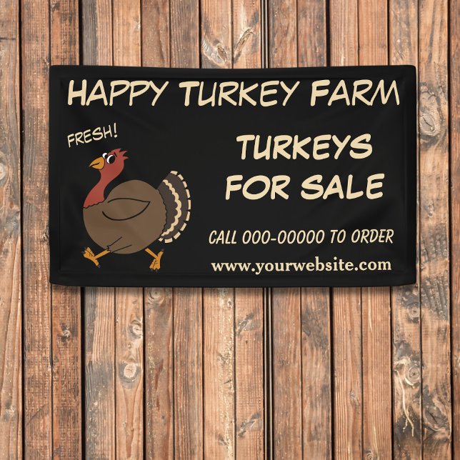 Glückwunsch zum Erntedanken Truthühner zum Verkauf Banner (Add your business name, phone number and website to this Thanksgiving Turkeys For Sale Banner)