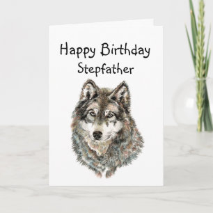 Glückwunsch zum Geburtstag Stepfather Spaß Wolf, W Karte