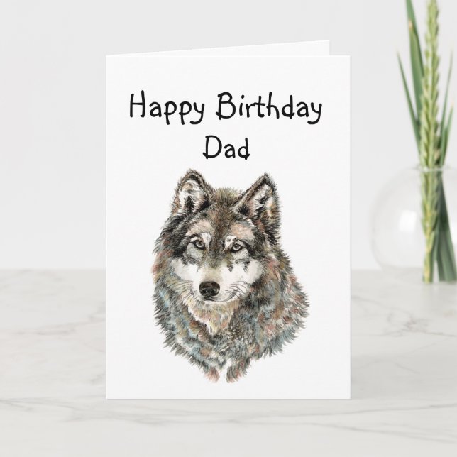 Glückwunsch zum Geburtstag Vater, Vater Spaß Wolf, Karte (Vorderseite)