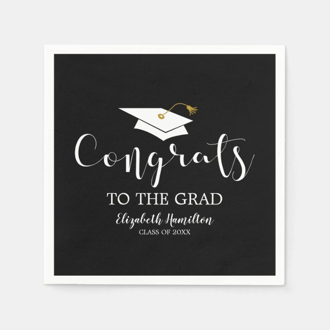 Glückwunsch zum Grad Grad-Cap-Chic-Abschluss Serviette (Vorderseite)