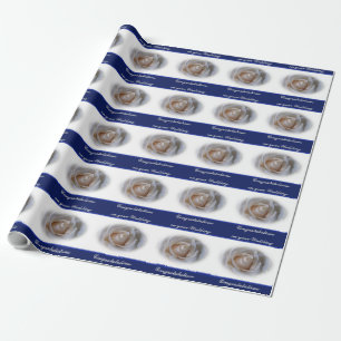 Glückwunsch zum White Rose Wrapping Paper Geschenkpapier