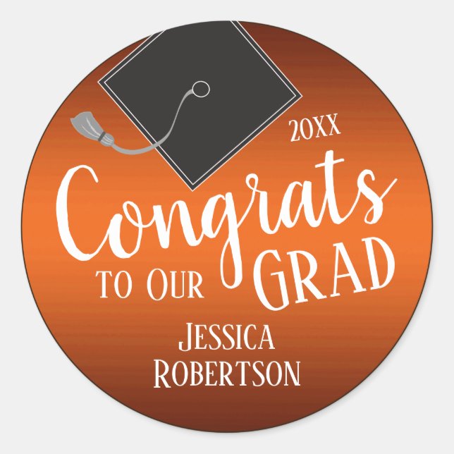 Glückwunsch zur Grand Class von 2021 Orange Runder Aufkleber (Vorderseite)
