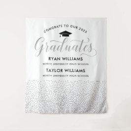 Glückwunsch Zwei Absolventen Silver Confetti Party Wandteppich