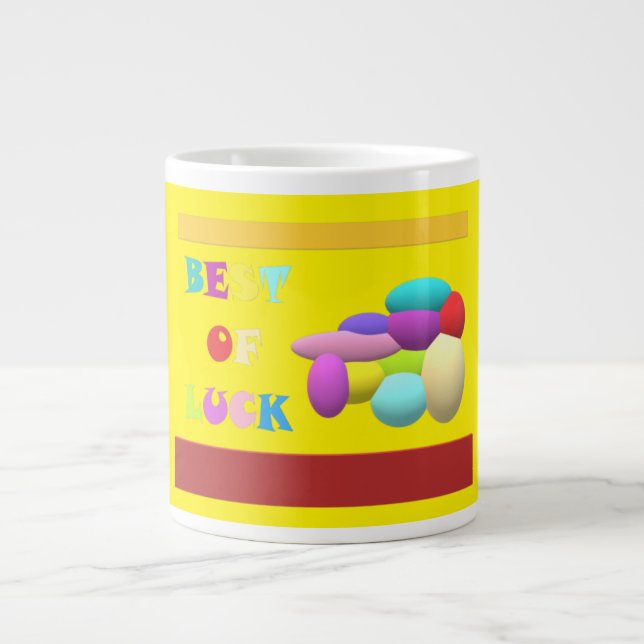 Glückwunschbotschaft gelb Jumbo-Tasse (Vorderseite)