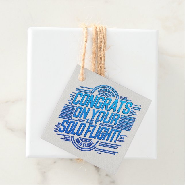 Glückwünsche auf Ihrem 1. Solo Flug! Geschenkanhänger (Beispiel)