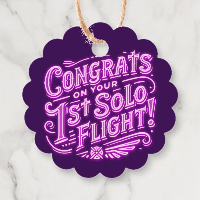 Glückwünsche auf Ihrem 1. Solo Flug! Geschenkanhänger (Rückseite)