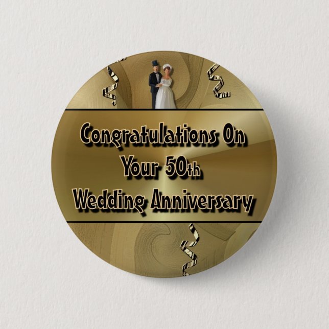 Glückwünsche auf Ihrem 50. Hochzeitstag Button (Vorderseite)