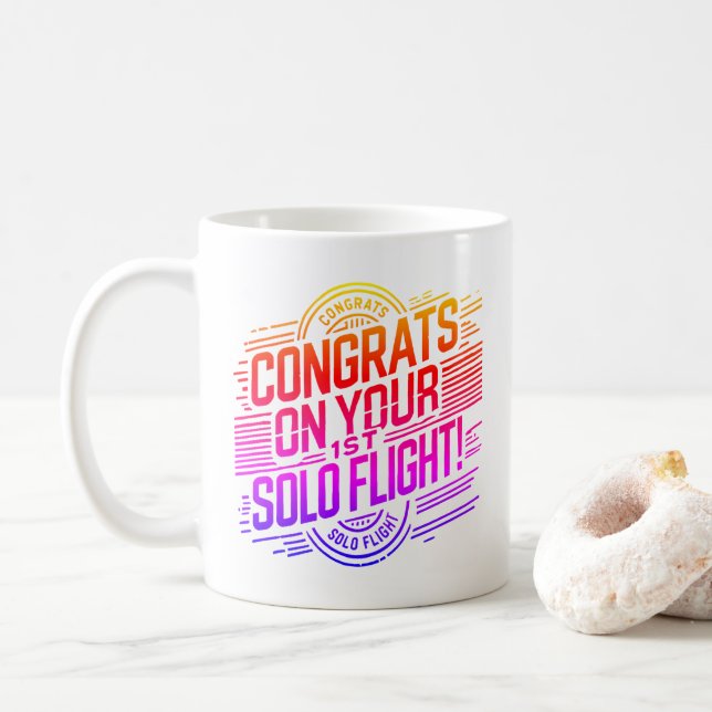 Glückwünsche auf Ihrem ersten Solo-Flug Kaffeetasse (Mit Donut)