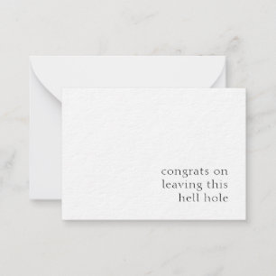 Glückwünsche beim Verlass dieser Hölle Mitteilungskarte