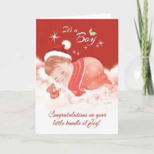 Glückwünsche. Dezember Geboren Baby Boy Feiertagskarte