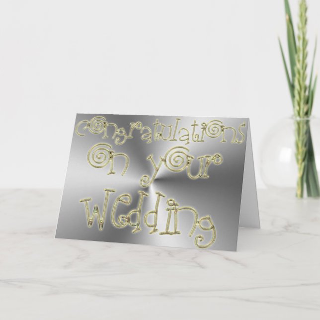 Glückwünsche, die Typografie-Goldsilber Wedding Karte (Vorderseite)
