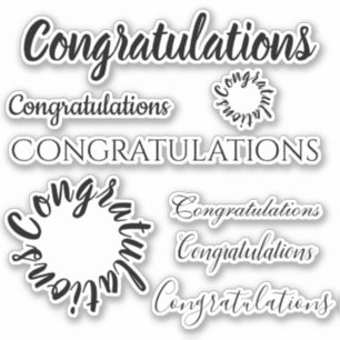 Glückwünsche fasst nur   schwarzes Blumenskript  Aufkleber