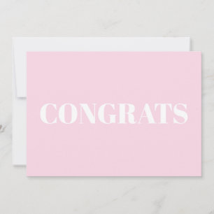 Glückwünsche, Glückwünsche, hellrosa weiße Karte
