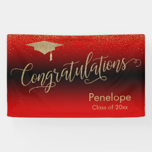 Glückwünsche Gold Confetti Abschluss Red Banner