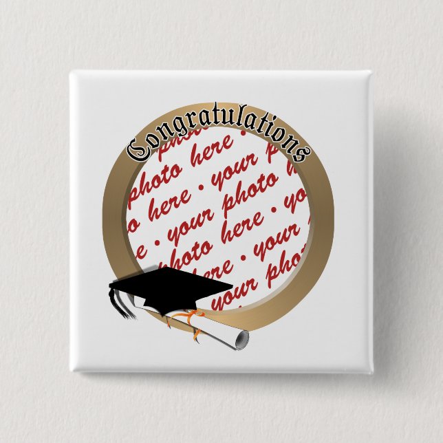 "Glückwünsche" Goldrahmen für das Foto Button (Vorderseite)