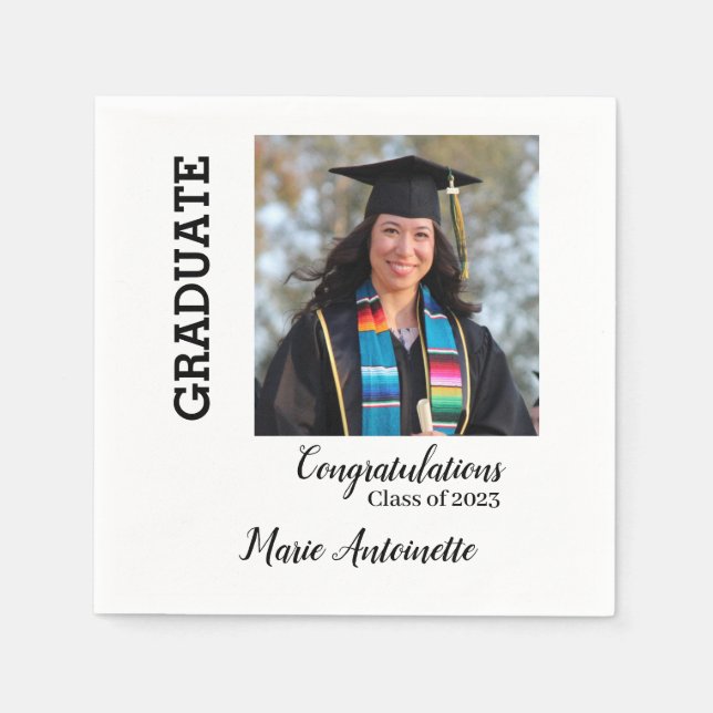 Glückwünsche | Name und Foto des Absolventen Serviette (Vorderseite)