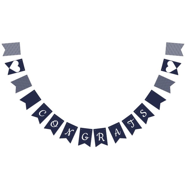 Glückwünsche Navy und White Preppy Bunting Wimpelkette (Alle)