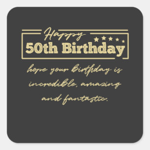 Glückwünsche zum 50. Geburtstag Quadratischer Aufkleber