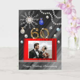 Glückwünsche zur Diamantenen Hochzeit Golden 60. H Karte