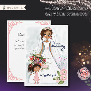 Glückwünsche zur Hochzeit für Braut und Blumenmädc Feiertagskarte