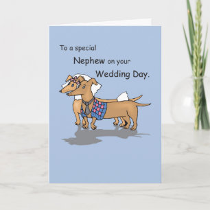 Glückwünsche zur Hochzeit für Neffe Daschunds Hund Karte