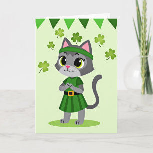 Glückwunschkarte mit grüner Katze Karte