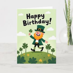 Glückwunschkarte mit Leprechaun zum Geburtstag Karte