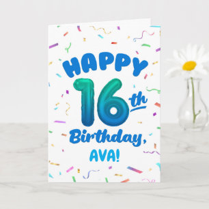 Glückwunschkarte zum 16. Geburtstag mit individuel Karte